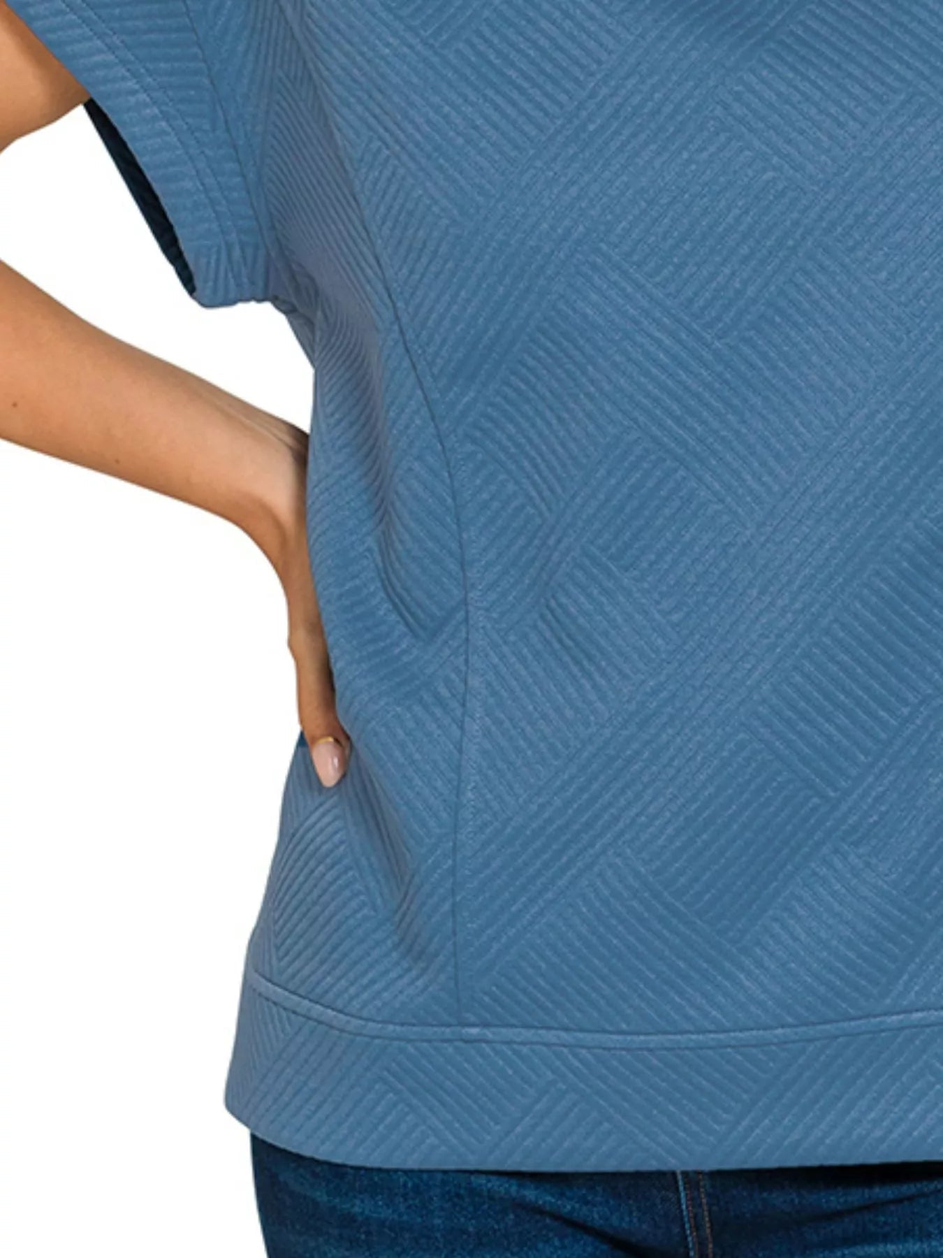 Zenana Textured Knit Jacquard Short Sleeve Top - Bitsy Gypsy Boutique