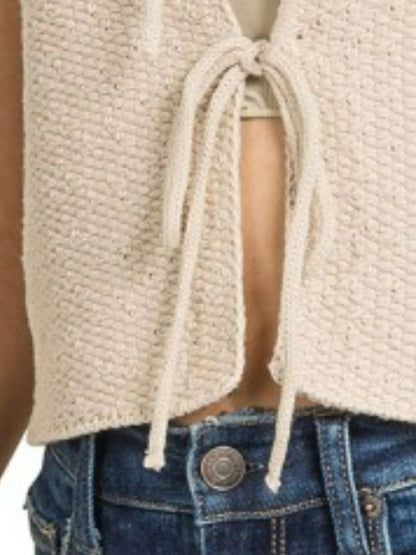 Zenana Tie Front Cropped Sweater Vest - Bitsy Gypsy Boutique