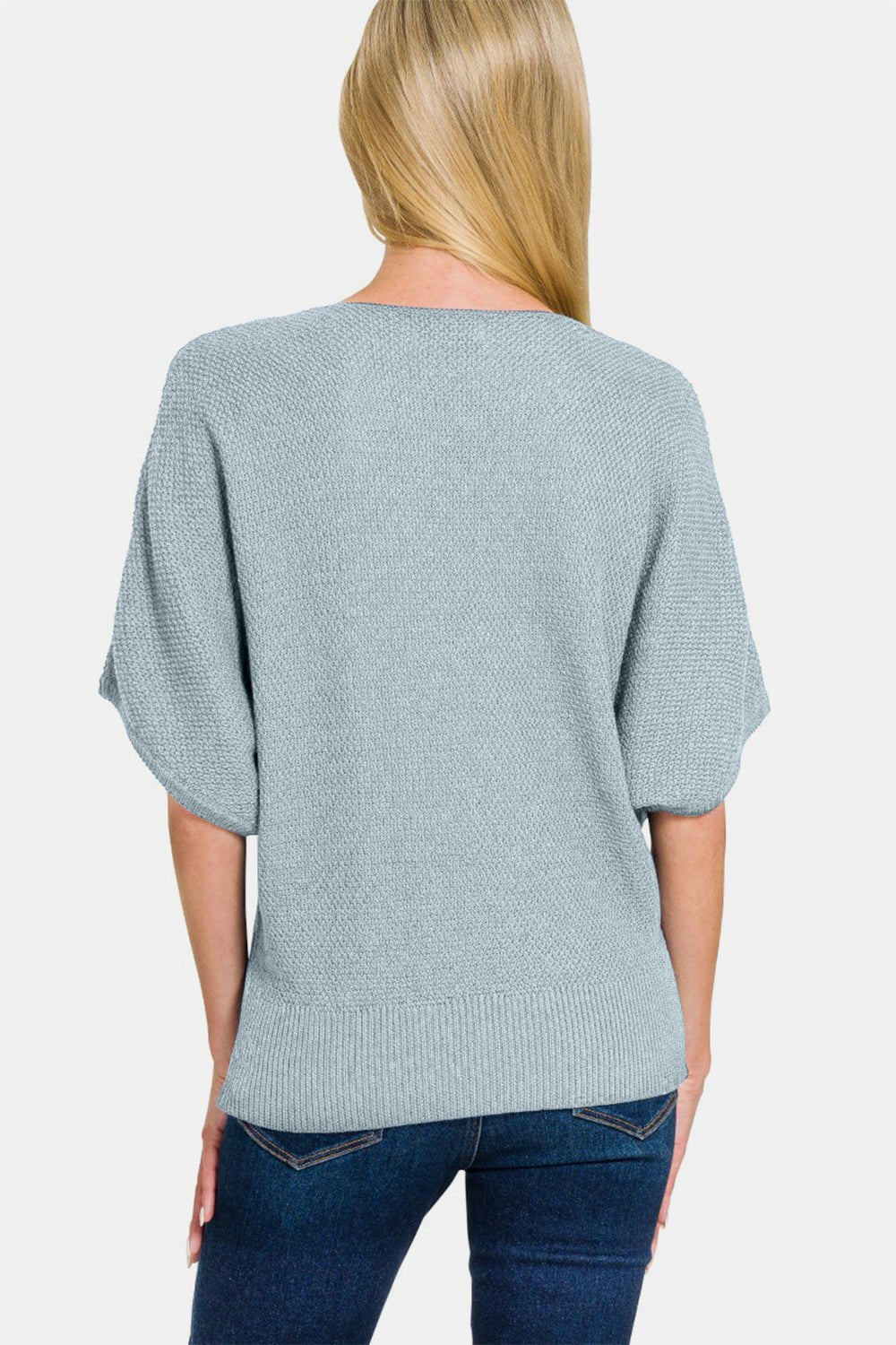 Zenana V - Neck Short Sleeve Dolman Sweater - Bitsy Gypsy Boutique