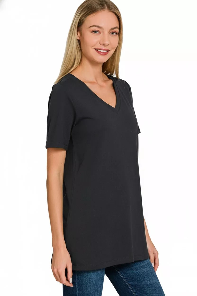 Zenana V - Neck Short Sleeve T-Shirt - Bitsy Gypsy Boutique