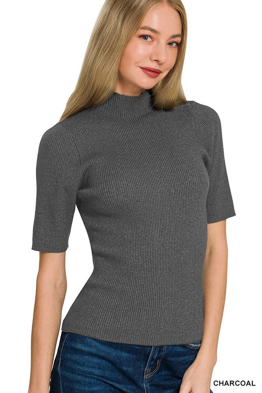 Zenana Viscose Ribbed Mock Neck Sweater - Bitsy Gypsy Boutique