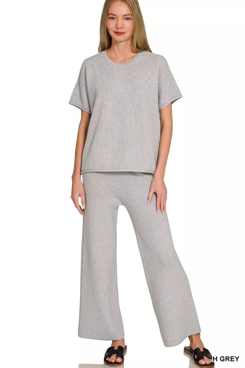 Zenana Viscose Round Neck Top & Pants Set - Bitsy Gypsy Boutique