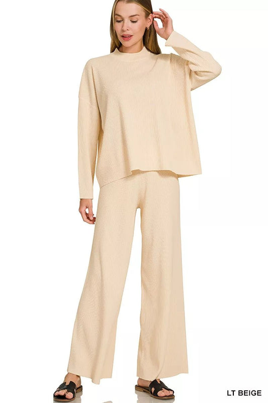 Zenana Viscose Sweater Top & Pants Set - Bitsy Gypsy Boutique