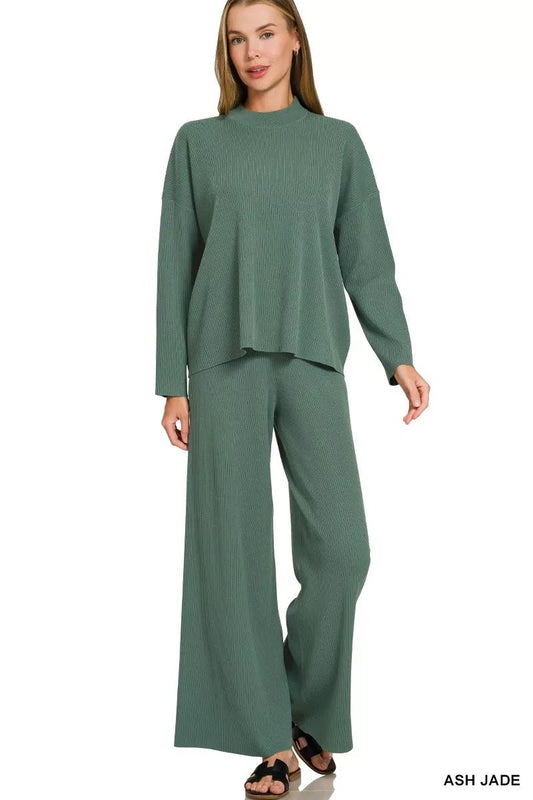 Zenana Viscose Sweater Top & Pants Set - Bitsy Gypsy Boutique