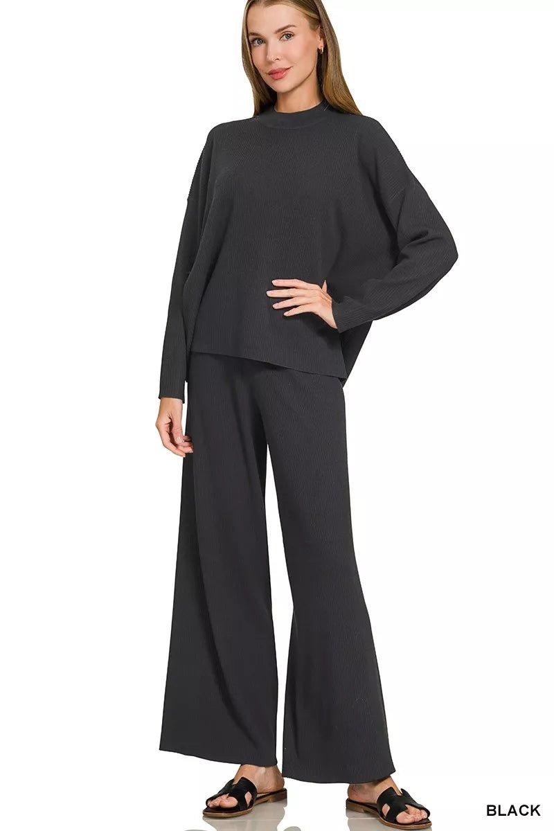 Zenana Viscose Sweater Top & Pants Set - Bitsy Gypsy Boutique