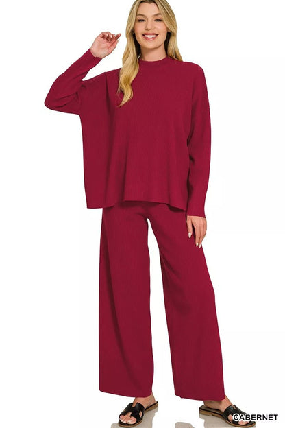 Zenana Viscose Sweater Top & Pants Set - Bitsy Gypsy Boutique