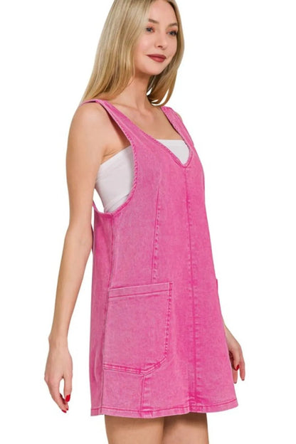 Zenana Washed Adjustable Strap Denim Overall Dress - Bitsy Gypsy Boutique