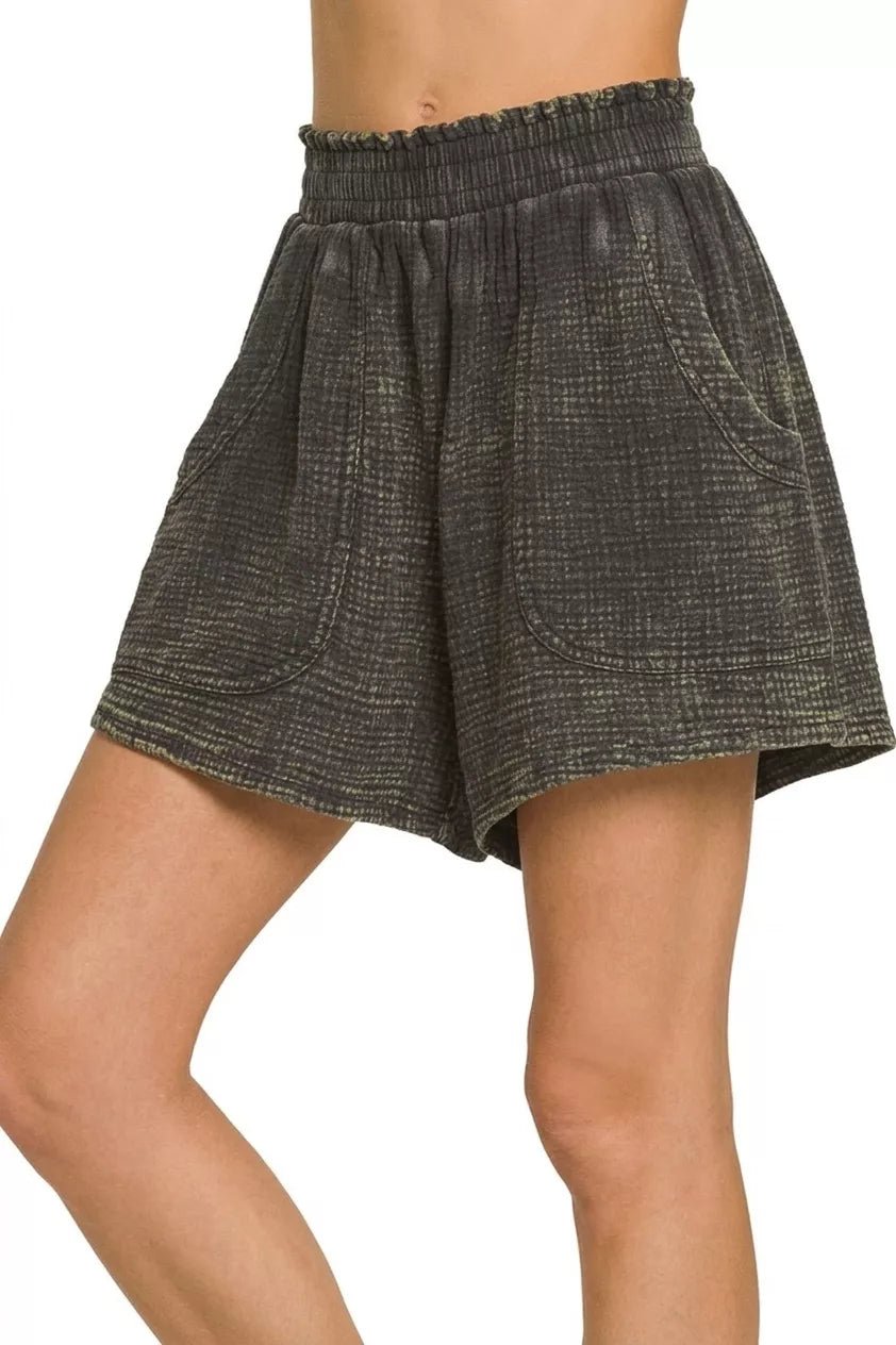 Zenana Washed Double Gauze Shorts - Bitsy Gypsy Boutique