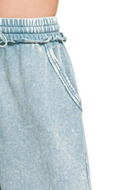 Zenana Washed French Terry Palazzo With Pockets - Bitsy Gypsy Boutique