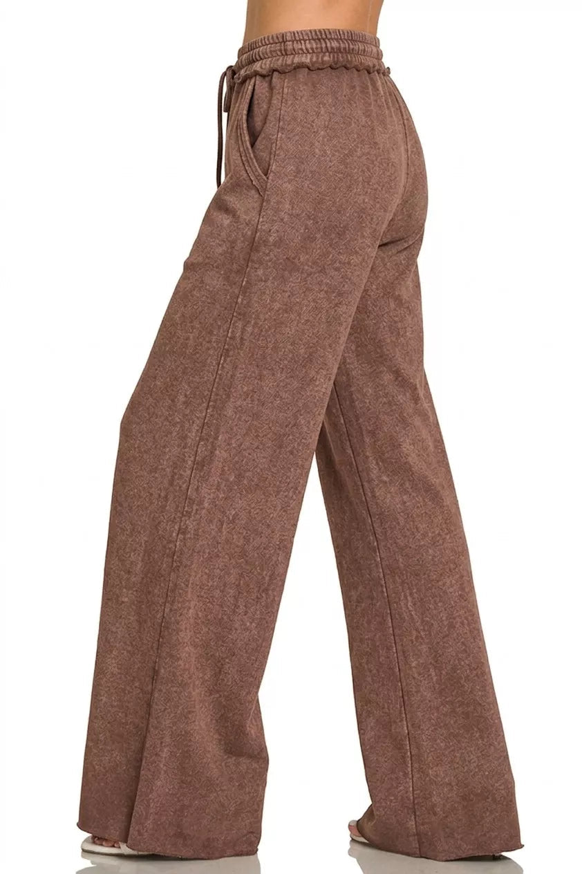 Zenana Washed French Terry Sweatpants - Bitsy Gypsy Boutique