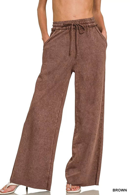 Zenana Washed French Terry Sweatpants - Bitsy Gypsy Boutique