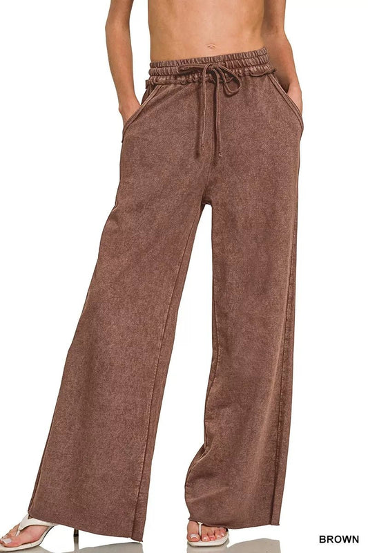 Zenana Washed French Terry Sweatpants - Bitsy Gypsy Boutique
