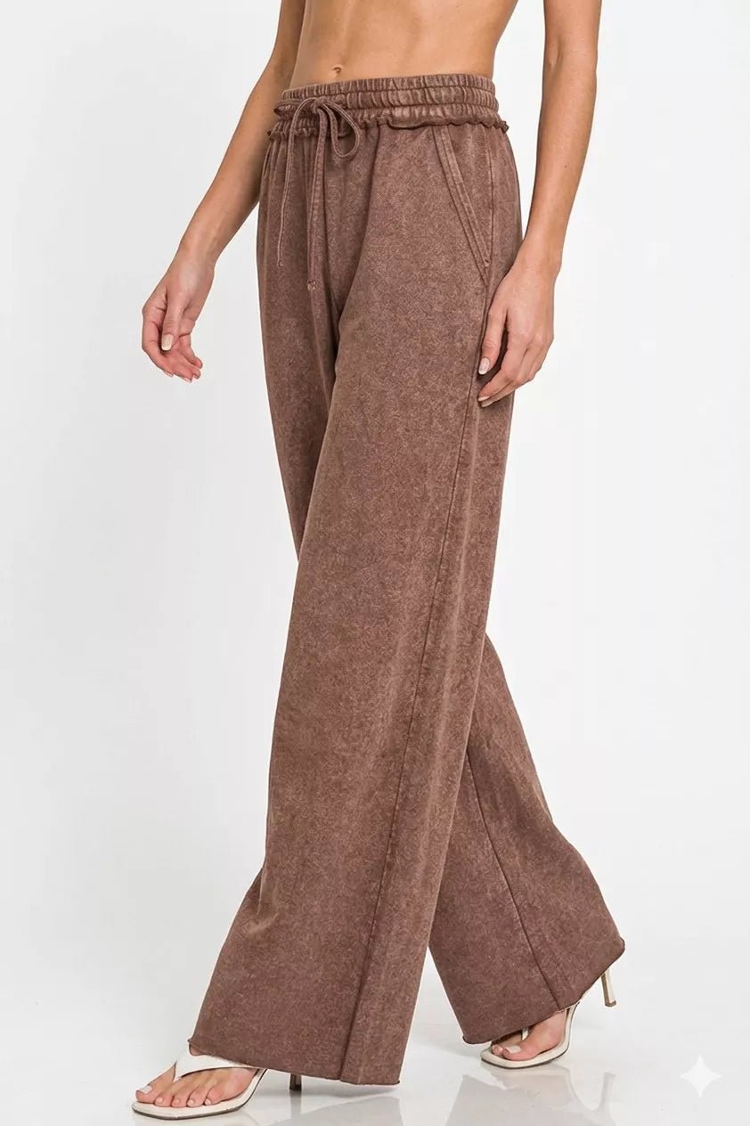 Zenana Washed French Terry Sweatpants - Bitsy Gypsy Boutique