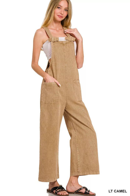 Zenana Washed Knot Strap Pockets Jumpsuit - Bitsy Gypsy Boutique