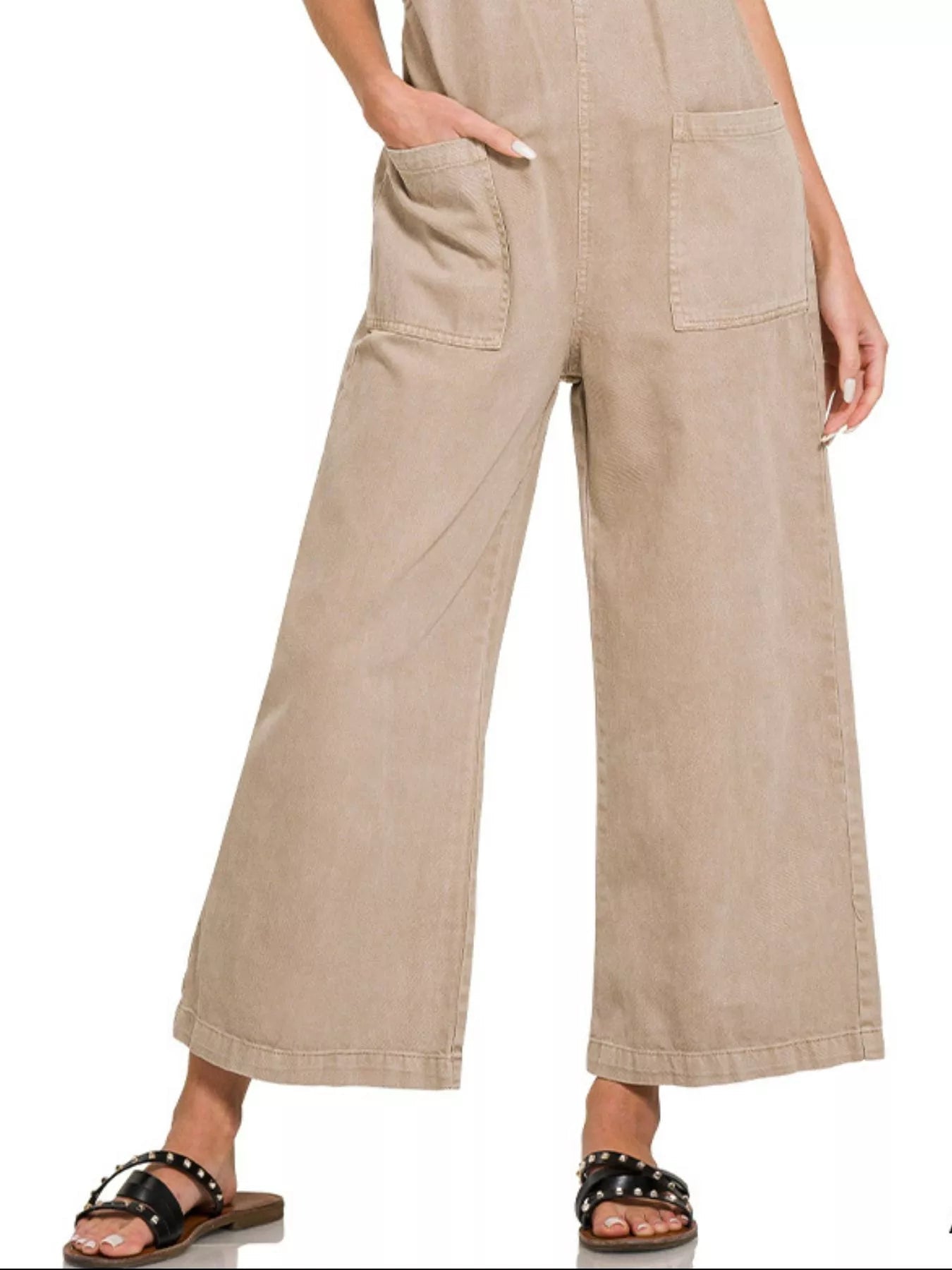 Zenana Washed Knot Strap Pockets Jumpsuit - Bitsy Gypsy Boutique