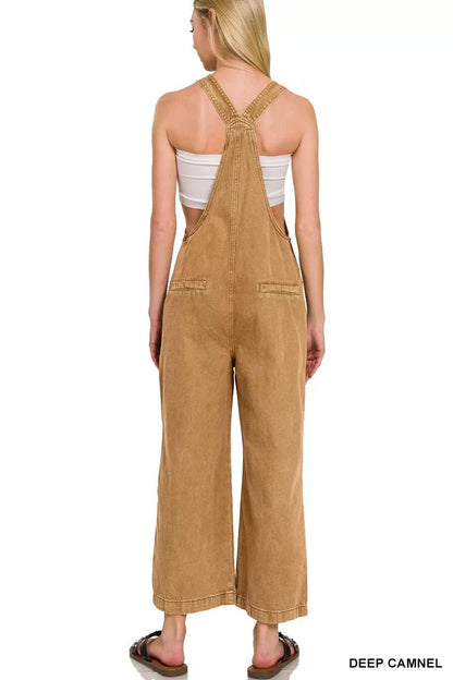 Zenana Washed Knot Strap Pockets Jumpsuit - Bitsy Gypsy Boutique