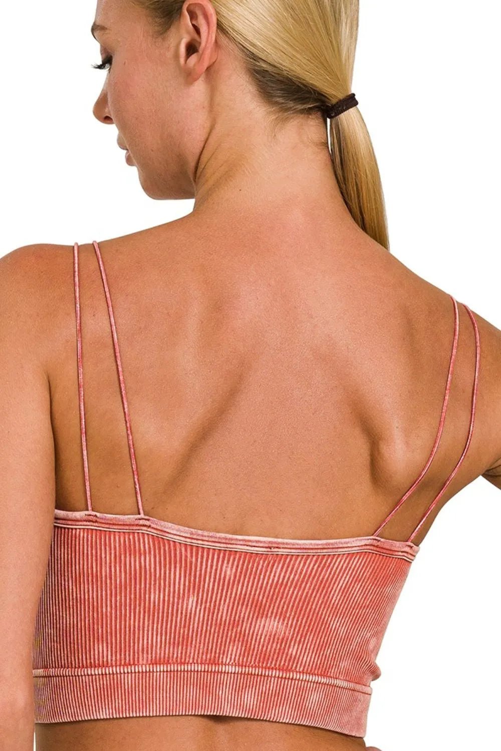 Zenana Washed Ribbed Seamless Double Strap Brami - Bitsy Gypsy Boutique