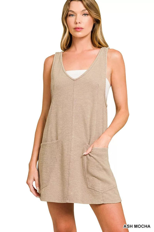 Zenana Washed Slub Adjustable Strap Overall Dress - Bitsy Gypsy Boutique