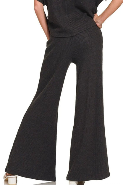 Zenana Wide Leg Flare Sweater Pants - Bitsy Gypsy Boutique