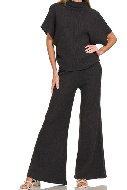 Zenana Wide Leg Flare Sweater Pants - Bitsy Gypsy Boutique