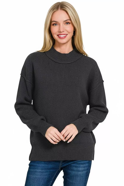 Zenana Wide Neckband Drop Shoulder Sweater - Bitsy Gypsy Boutique