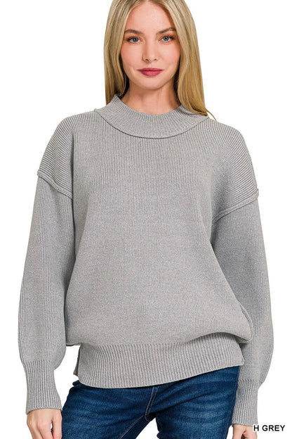 Zenana Wide Neckband Drop Shoulder Sweater - Bitsy Gypsy Boutique