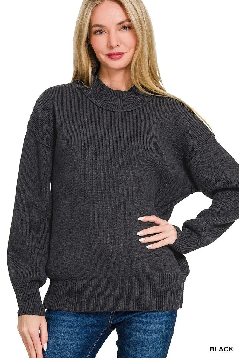 Zenana Wide Neckband Drop Shoulder Sweater - Bitsy Gypsy Boutique