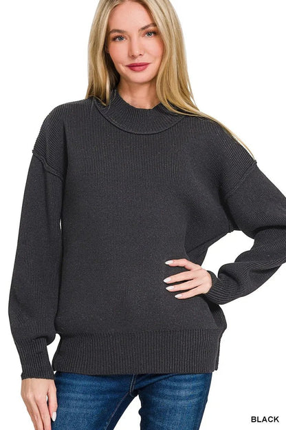Zenana Wide Neckband Drop Shoulder Sweater - Bitsy Gypsy Boutique