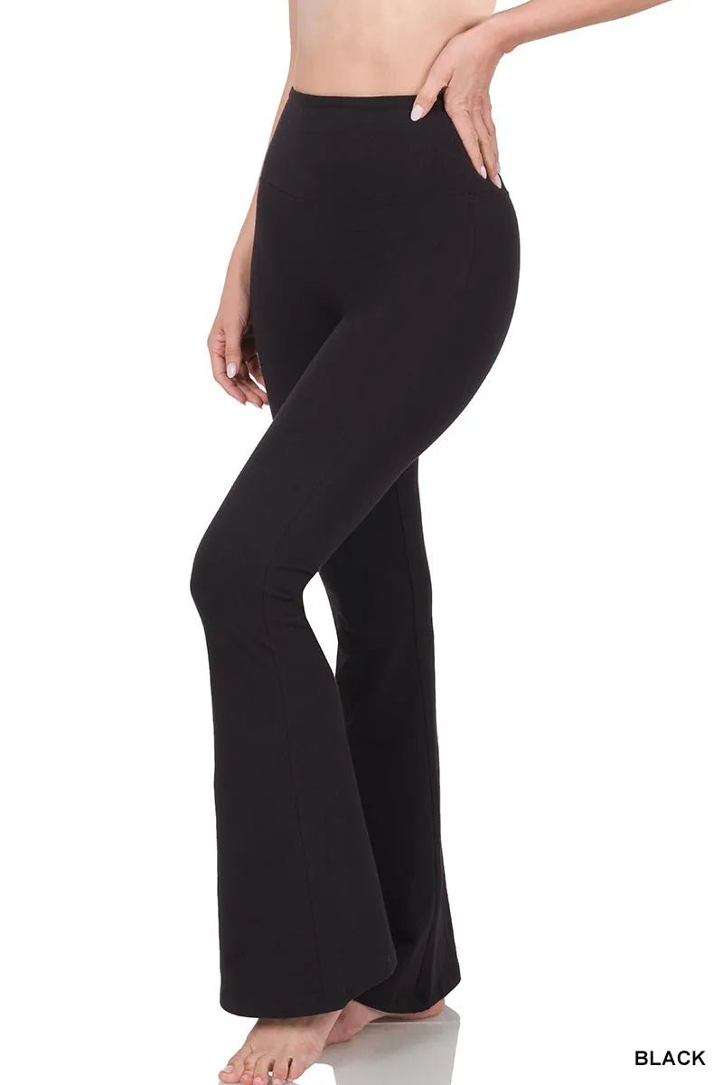 Zenana Wide Waistband Yoga Flare Pants - Bitsy Gypsy Boutique