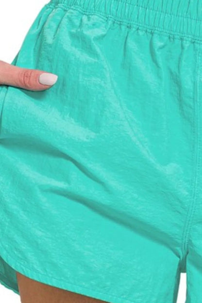 Zenana Windbreaker Smocked Waistband Running Shorts - Bitsy Gypsy Boutique