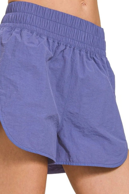 Zenana Windbreaker Smocked Waistband Running Shorts - Bitsy Gypsy Boutique