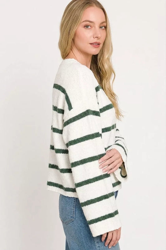 Zenana Wool Blend Striped Sweater - Bitsy Gypsy Boutique