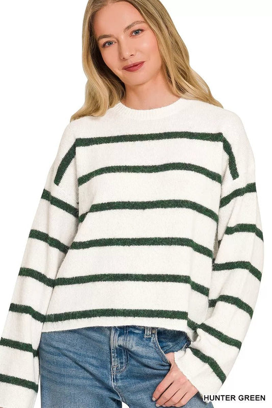 Zenana Wool Blend Striped Sweater - Bitsy Gypsy Boutique