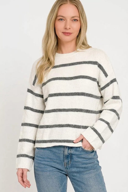 Zenana Wool Blend Striped Sweater - Bitsy Gypsy Boutique