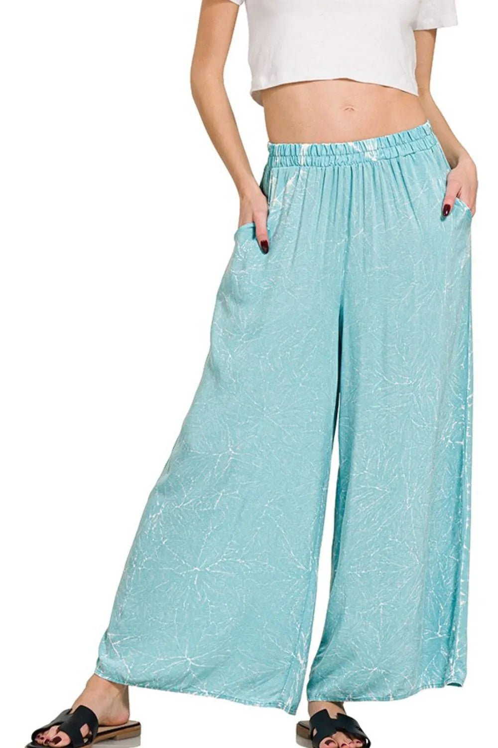 Zenana Woven Acid Crinkle Washed Cami & Pants 2 Piece Set - Bitsy Gypsy Boutique