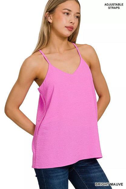 Zenana Woven Airflow Adjustable Strap V - Neck Cami - Bitsy Gypsy Boutique