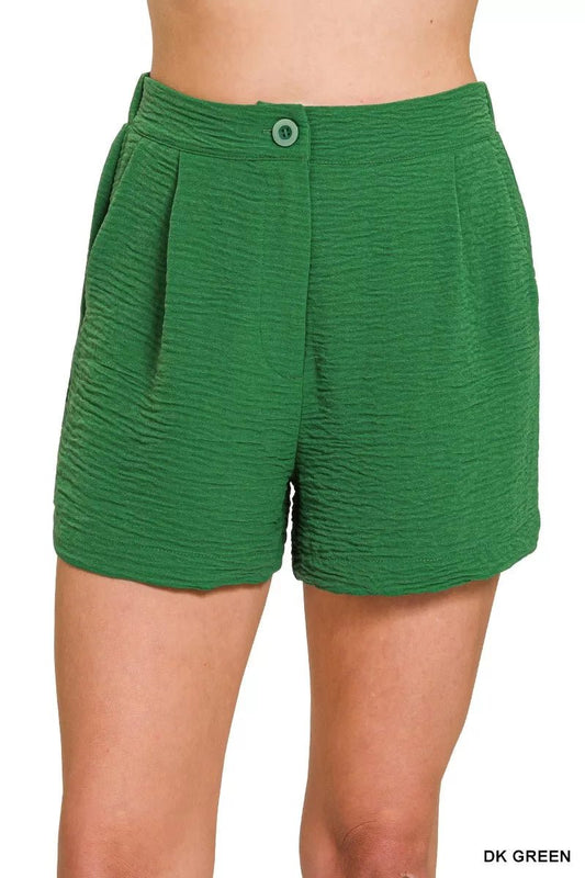 Zenana Woven Airflow Back Elastic Waist Shorts - Bitsy Gypsy Boutique