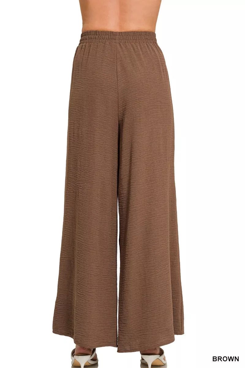 Zenana Woven Airflow Elastic Waistband Pants - Bitsy Gypsy Boutique