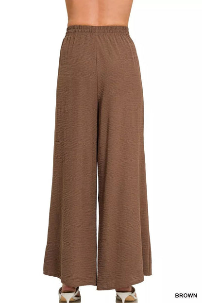 Zenana Woven Airflow Elastic Waistband Pants - Bitsy Gypsy Boutique