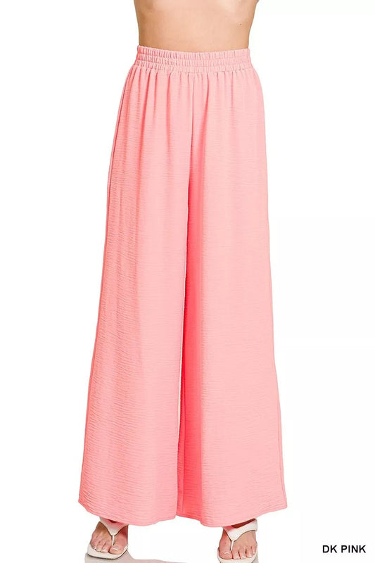 Zenana Woven Airflow Elastic Waistband Pants - Bitsy Gypsy Boutique