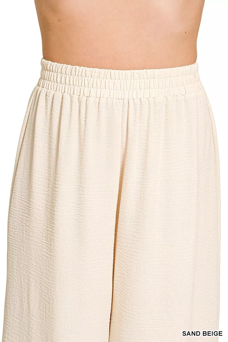 Zenana Woven Airflow Elastic Waistband Pants - Bitsy Gypsy Boutique