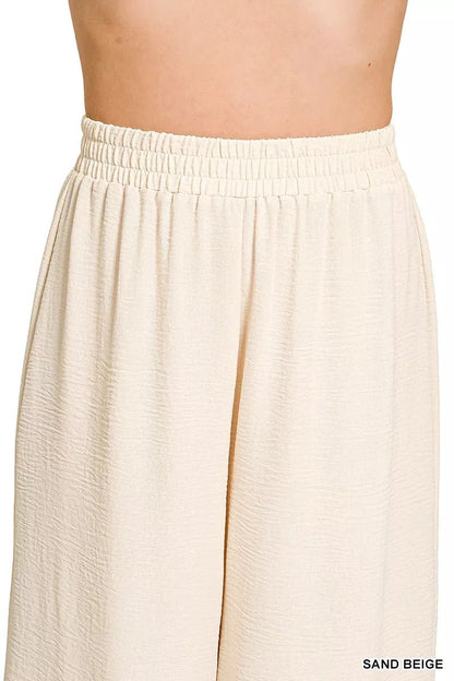 Zenana Woven Airflow Elastic Waistband Pants - Bitsy Gypsy Boutique