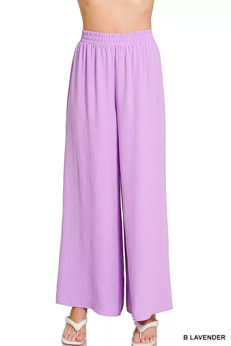 Zenana Woven Airflow Elastic Waistband Pants - Bitsy Gypsy Boutique