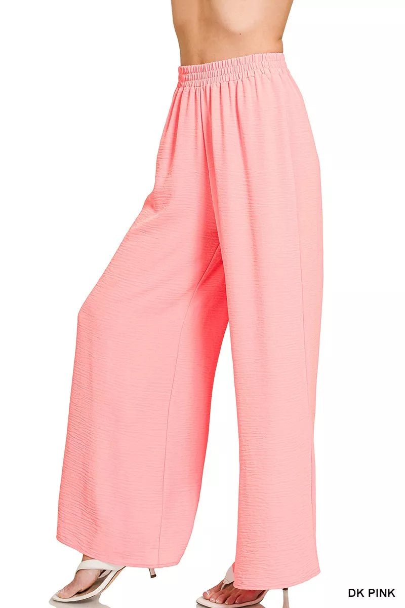 Zenana Woven Airflow Elastic Waistband Pants - Bitsy Gypsy Boutique