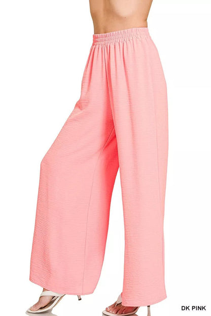 Zenana Woven Airflow Elastic Waistband Pants - Bitsy Gypsy Boutique