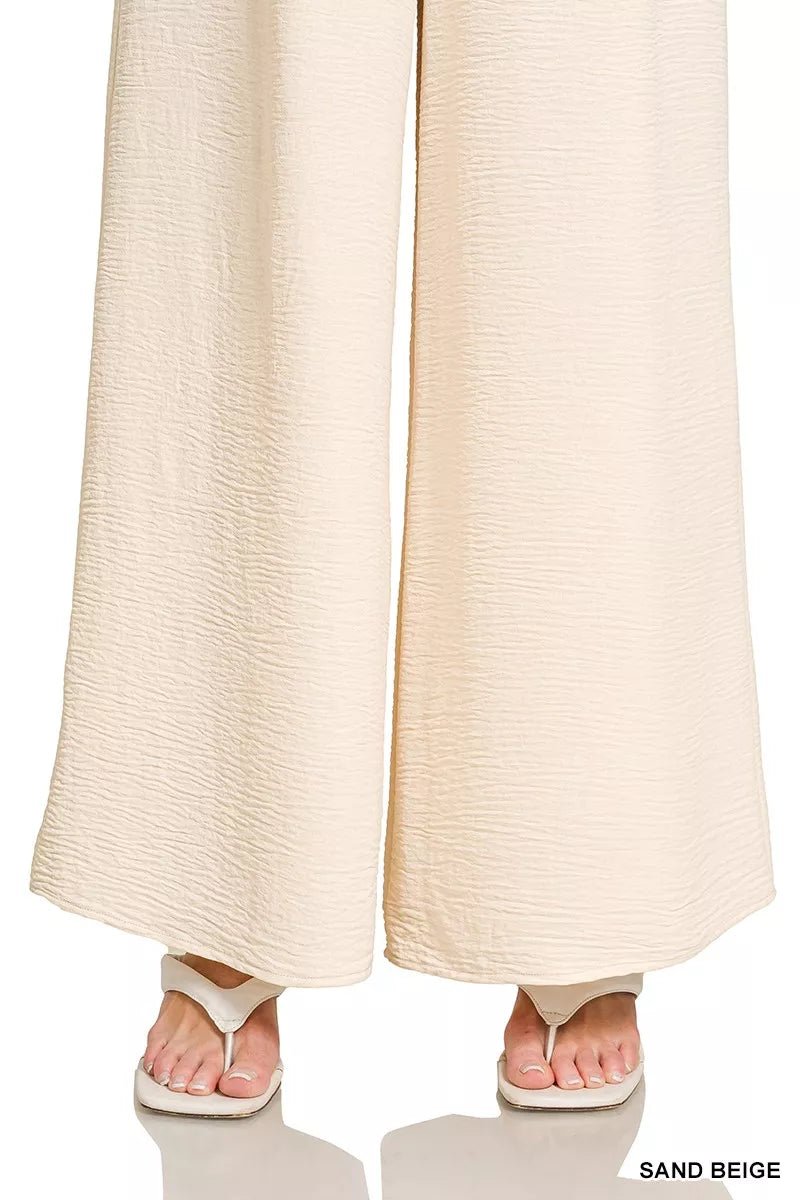 Zenana Woven Airflow Elastic Waistband Pants - Bitsy Gypsy Boutique
