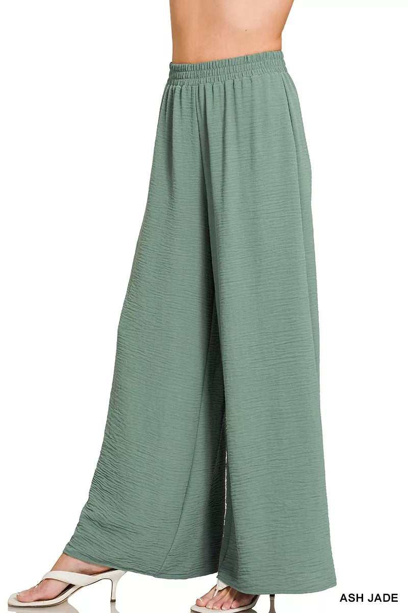 Zenana Woven Airflow Elastic Waistband Pants - Bitsy Gypsy Boutique