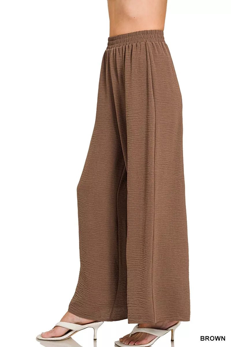 Zenana Woven Airflow Elastic Waistband Pants - Bitsy Gypsy Boutique