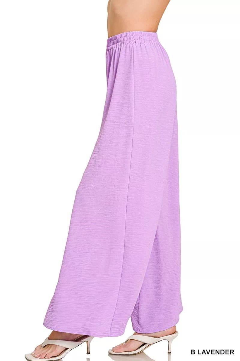 Zenana Woven Airflow Elastic Waistband Pants - Bitsy Gypsy Boutique