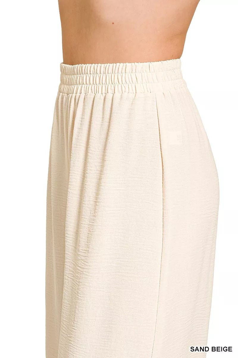 Zenana Woven Airflow Elastic Waistband Pants - Bitsy Gypsy Boutique
